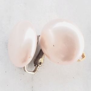 #U13 Vintage 80s Fashion Jewelry Women's Earrings Light Pink Clip Ons
